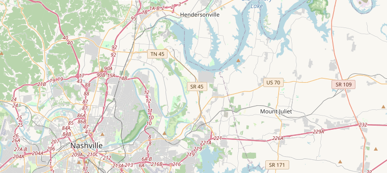 Nashville area route map